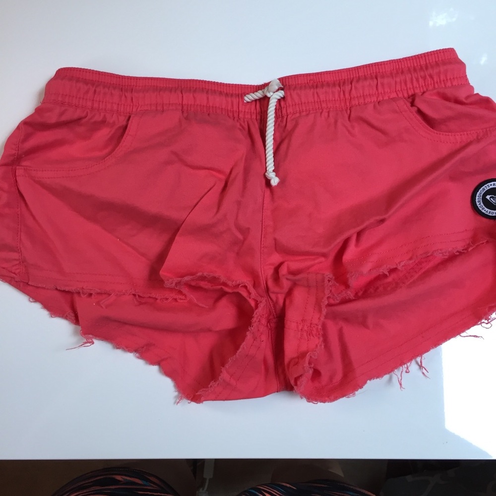 Roxy short shorts linen coral color